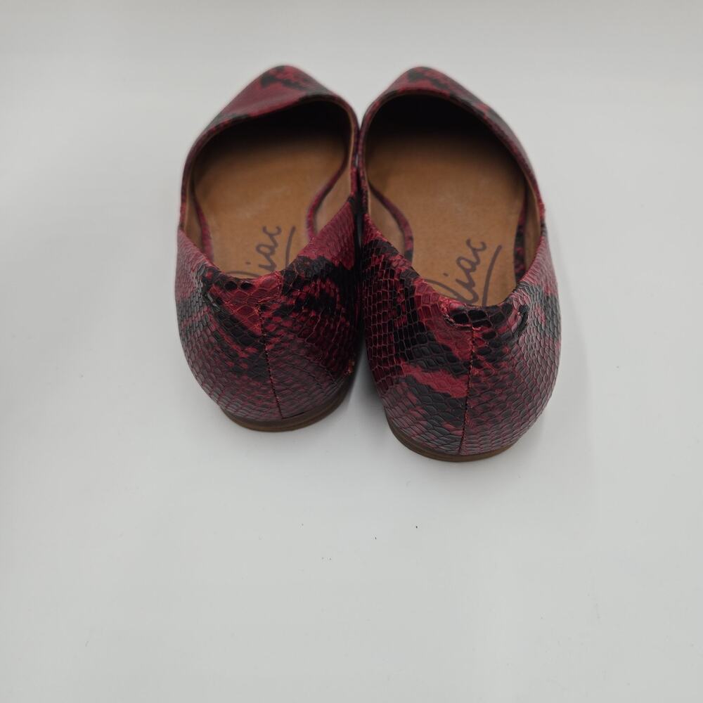 Zodiac Hill Leather Ballet Flats Womens 8.5 Snakeskin Print Red Mobwife Boho - Picture 4 of 6